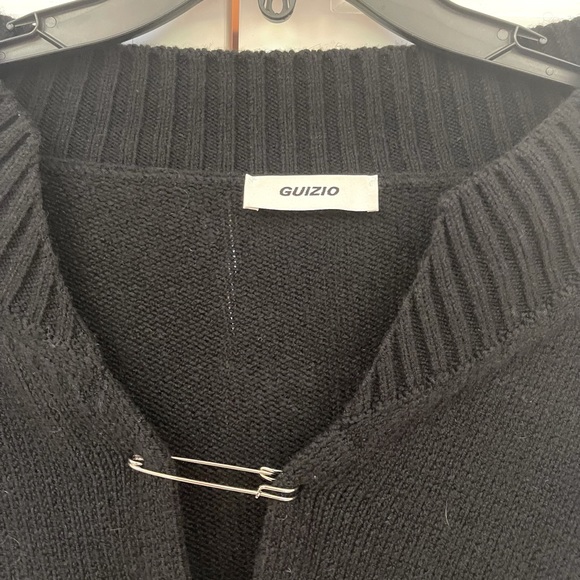 Danielle Guizio Black Safety Pin Cropped Sweater - Picture 10 of 11